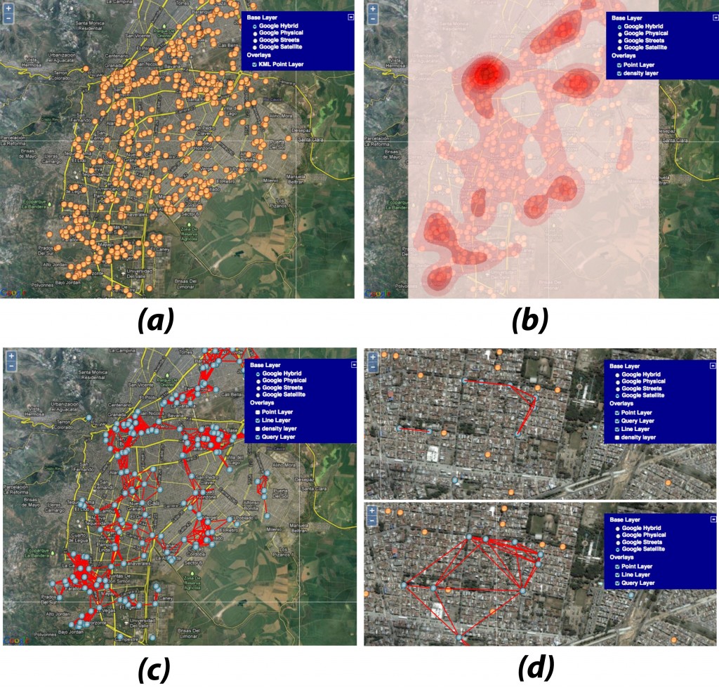Maps generated from the on-line dengue fever monitoring toolkit.