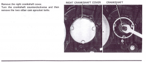 Instructions and photo images of crankshaft and cover